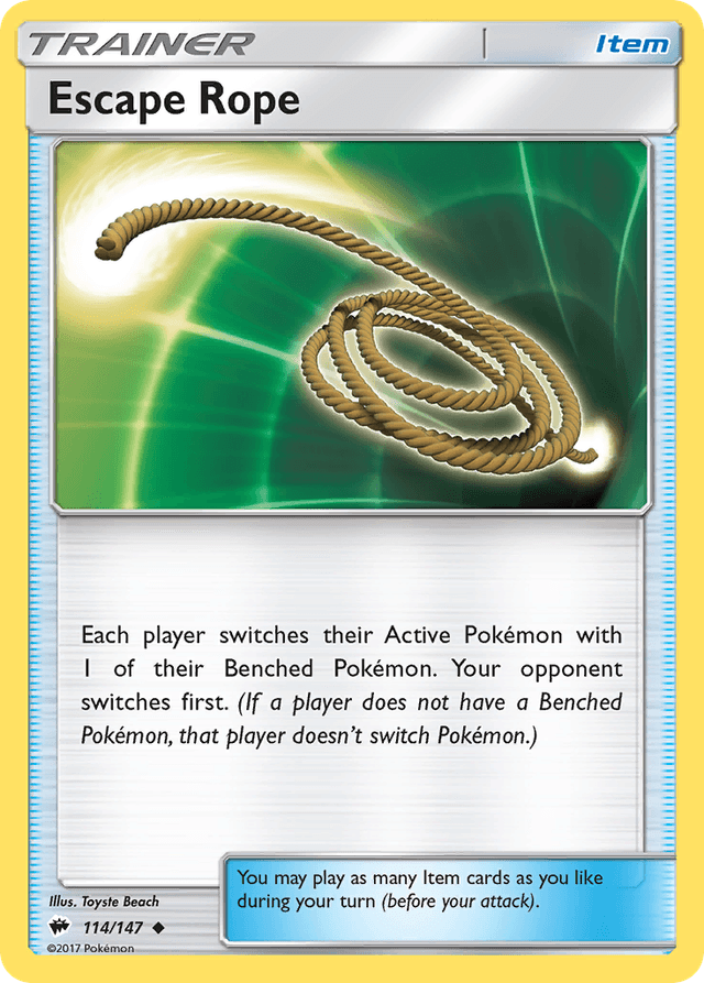 Carta Escape Rope 114/147 do set Burning Shadows — Pokémon TCG | Bynx