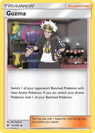 Carta Guzma 115/147 do set Burning Shadows — Pokémon TCG | Bynx
