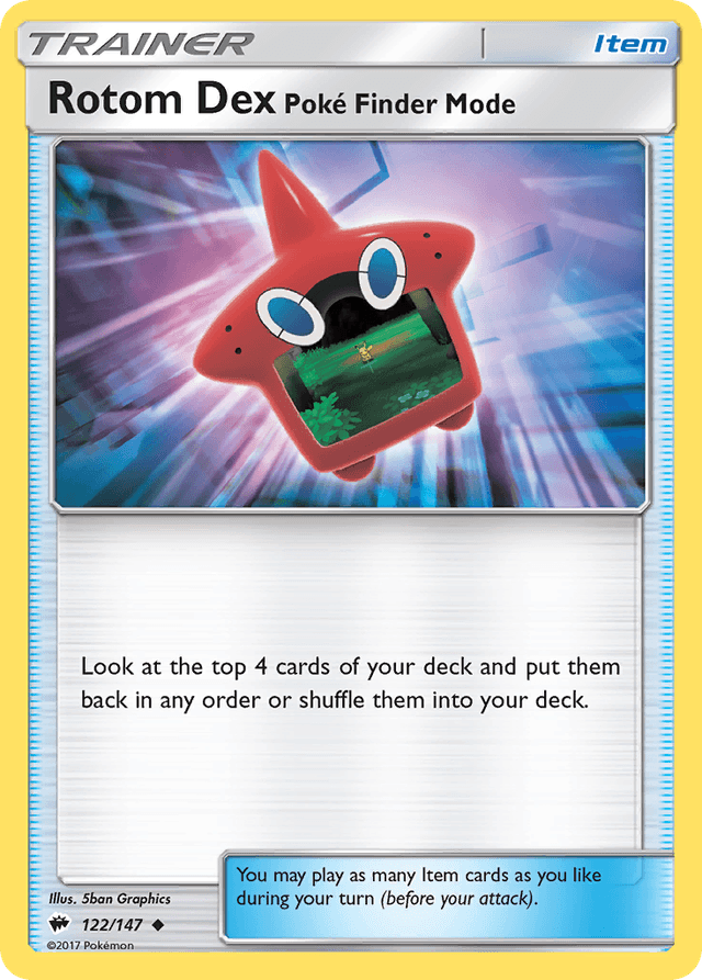 Carta Rotom Dex Poké Finder Mode 122/147 do set Burning Shadows — Pokémon TCG | Bynx