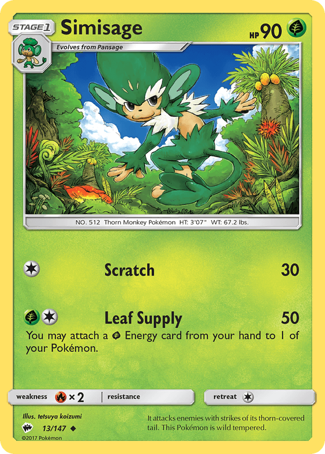 Carta Simisage 13/147 do set Burning Shadows — Pokémon TCG | Bynx