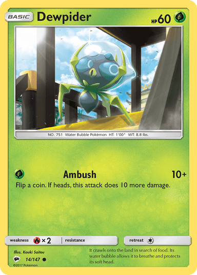 Carta Dewpider 14/147 do set Burning Shadows — Pokémon TCG | Bynx