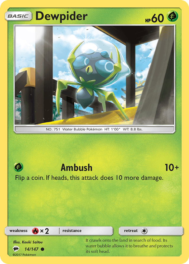 Carta Dewpider 14/147 do set Burning Shadows — Pokémon TCG | Bynx
