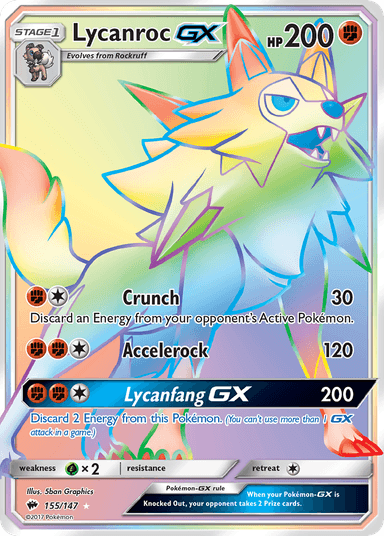 Carta Lycanroc-GX 155/147 do set Burning Shadows — Pokémon TCG | Bynx