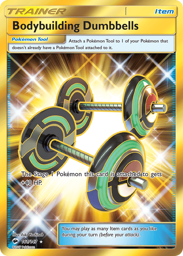 Carta Bodybuilding Dumbbells 161/147 do set Burning Shadows — Pokémon TCG | Bynx