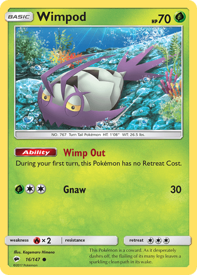 Carta Wimpod 16/147 do set Burning Shadows — Pokémon TCG | Bynx
