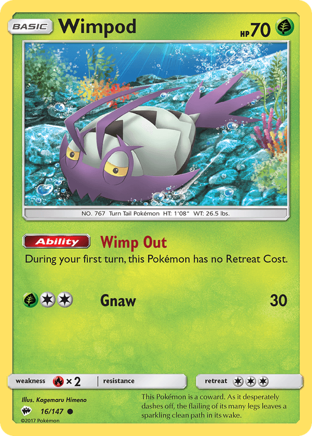 Carta Wimpod 16/147 do set Burning Shadows — Pokémon TCG | Bynx