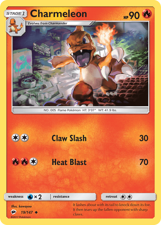 Carta Charmeleon 19/147 do set Burning Shadows — Pokémon TCG | Bynx