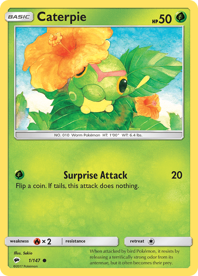 Carta Caterpie 1/147 do set Burning Shadows — Pokémon TCG | Bynx