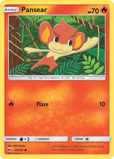 Carta Pansear 22/147 do set Burning Shadows — Pokémon TCG | Bynx