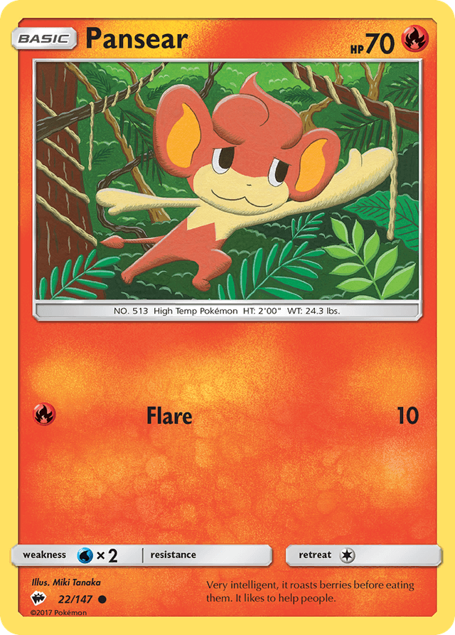 Carta Pansear 22/147 do set Burning Shadows — Pokémon TCG | Bynx