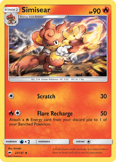 Carta Simisear 23/147 do set Burning Shadows — Pokémon TCG | Bynx