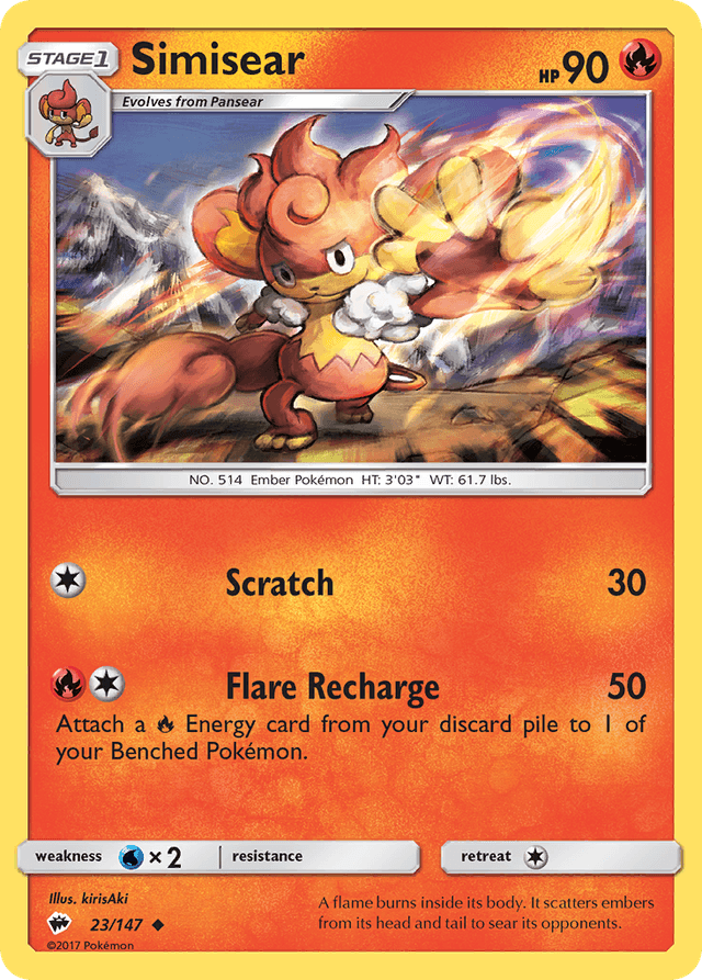 Carta Simisear 23/147 do set Burning Shadows — Pokémon TCG | Bynx