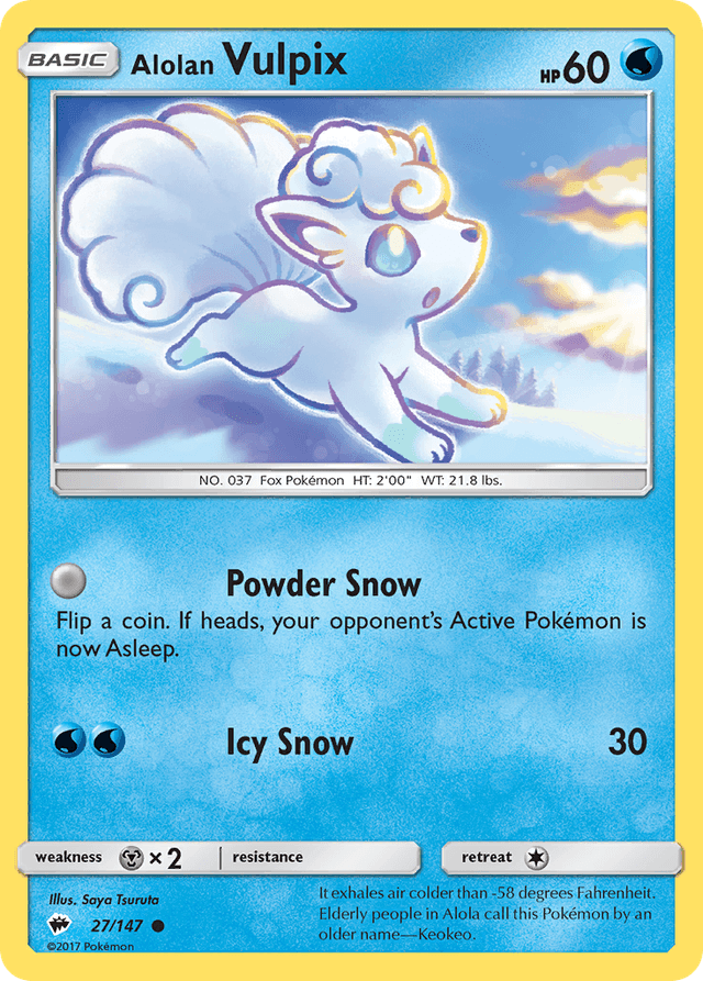 Carta Alolan Vulpix 27/147 do set Burning Shadows — Pokémon TCG | Bynx