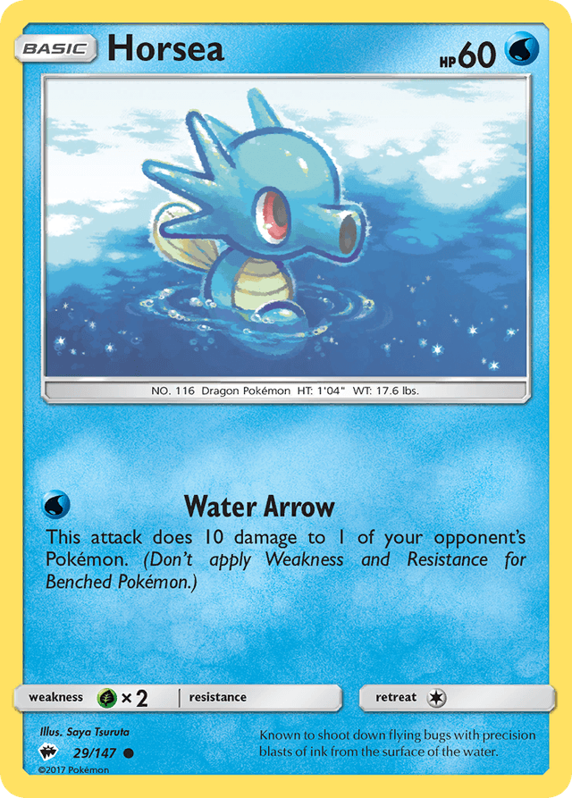 Carta Horsea 29/147 do set Burning Shadows — Pokémon TCG | Bynx