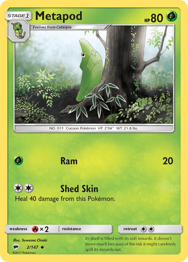 Carta Metapod 2/147 do set Burning Shadows — Pokémon TCG | Bynx