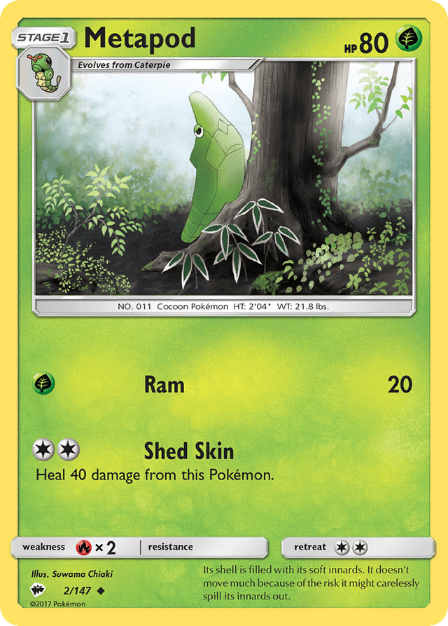 Carta Metapod 2/147 do set Burning Shadows — Pokémon TCG | Bynx