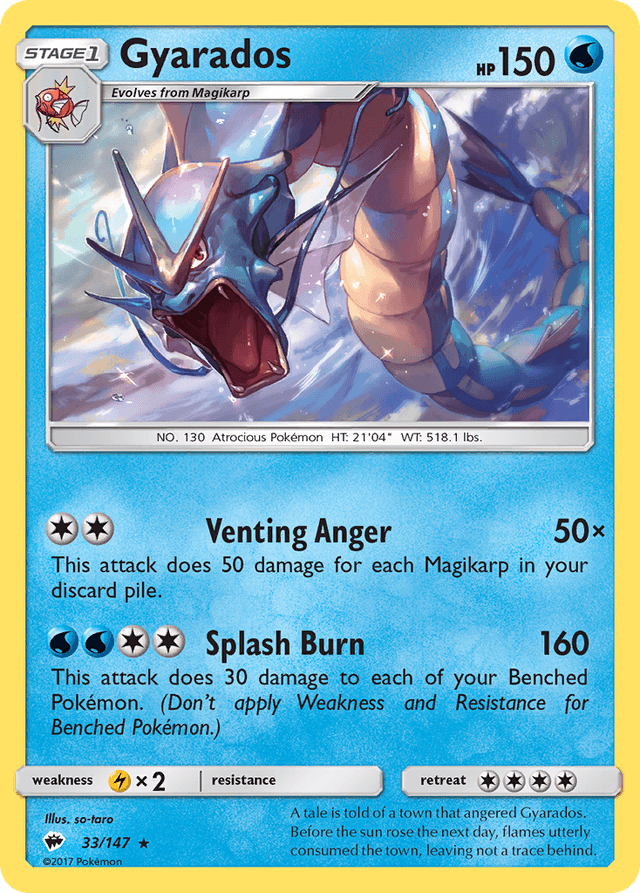 Carta Gyarados 33/147 do set Burning Shadows — Pokémon TCG | Bynx
