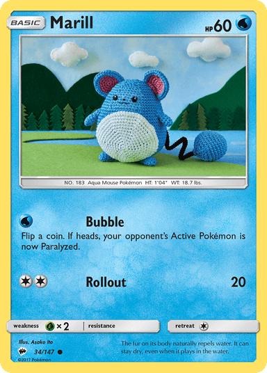 Carta Marill 34/147 do set Burning Shadows — Pokémon TCG | Bynx