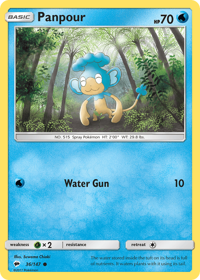 Carta Panpour 36/147 do set Burning Shadows — Pokémon TCG | Bynx