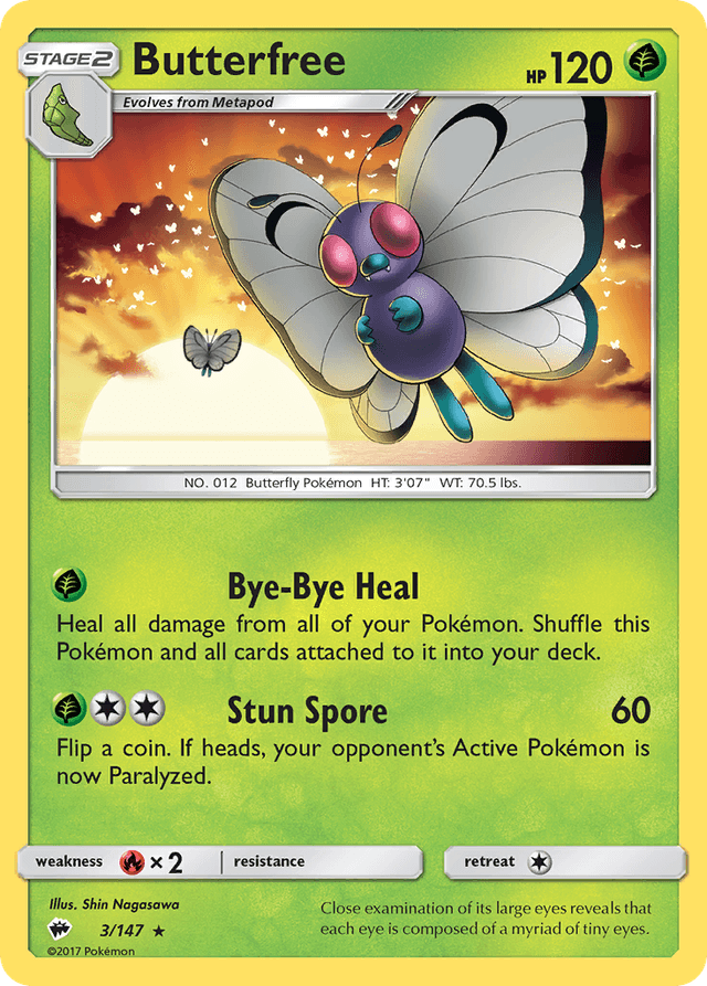 Carta Butterfree 3/147 do set Burning Shadows — Pokémon TCG | Bynx