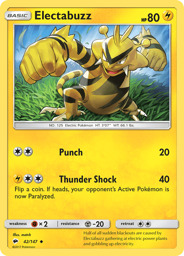Carta Electabuzz 42/147 do set Burning Shadows — Pokémon TCG | Bynx