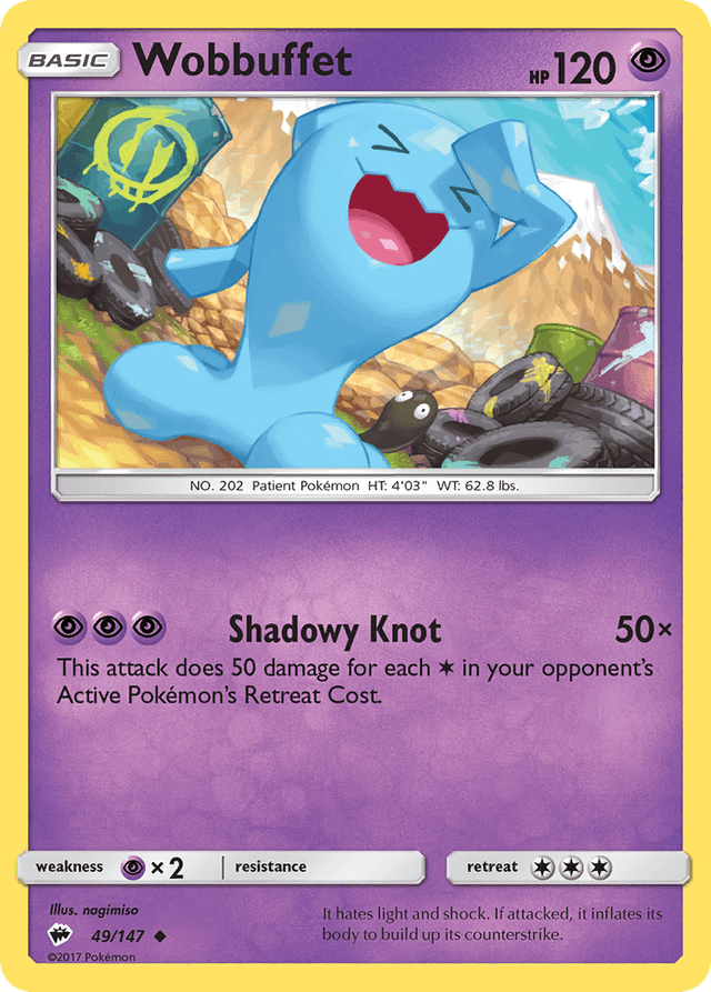 Carta Wobbuffet 49/147 do set Burning Shadows — Pokémon TCG | Bynx