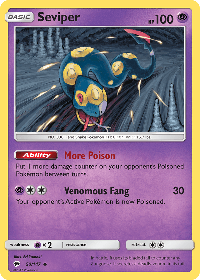 Carta Seviper 50/147 do set Burning Shadows — Pokémon TCG | Bynx