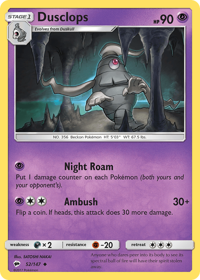 Carta Dusclops 52/147 do set Burning Shadows — Pokémon TCG | Bynx