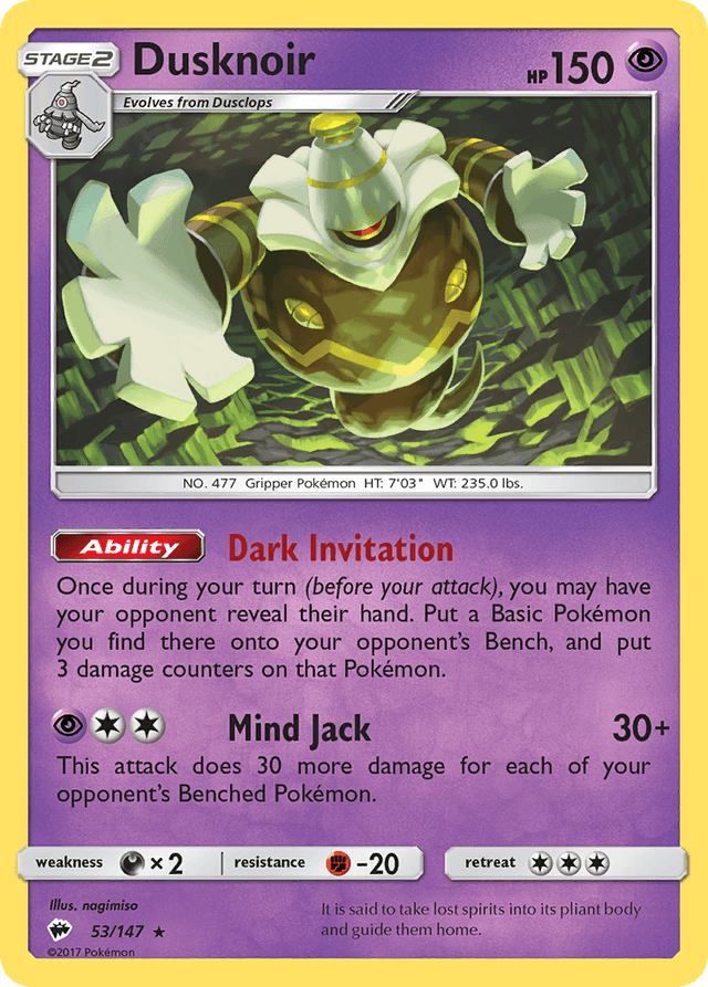 Carta Dusknoir 53/147 do set Burning Shadows — Pokémon TCG | Bynx