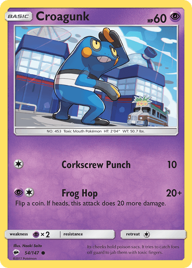 Carta Croagunk 54/147 do set Burning Shadows — Pokémon TCG | Bynx
