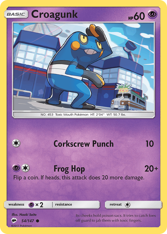 Carta Croagunk 54/147 do set Burning Shadows — Pokémon TCG | Bynx