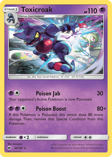 Carta Toxicroak 55/147 do set Burning Shadows — Pokémon TCG | Bynx