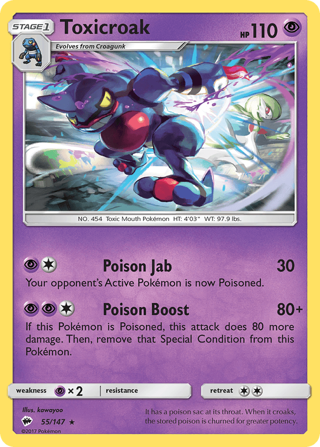 Carta Toxicroak 55/147 do set Burning Shadows — Pokémon TCG | Bynx