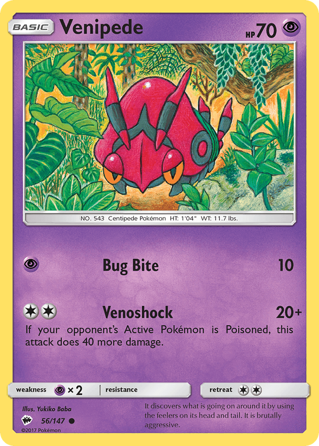 Carta Venipede 56/147 do set Burning Shadows — Pokémon TCG | Bynx