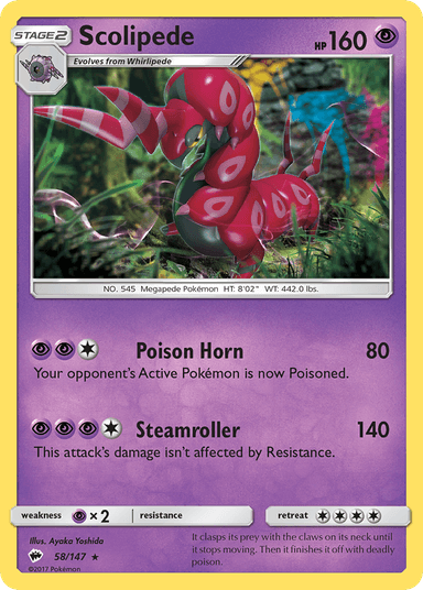 Carta Scolipede 58/147 do set Burning Shadows — Pokémon TCG | Bynx