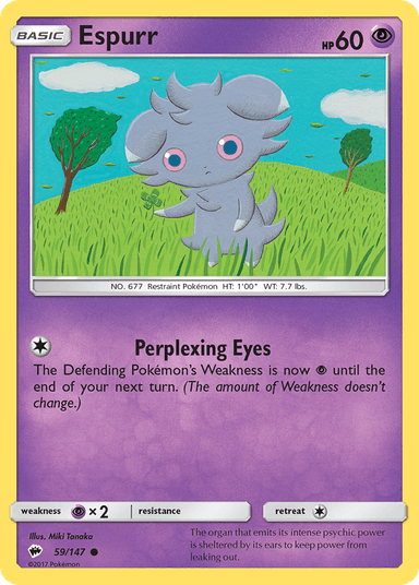 Carta Espurr 59/147 do set Burning Shadows — Pokémon TCG | Bynx