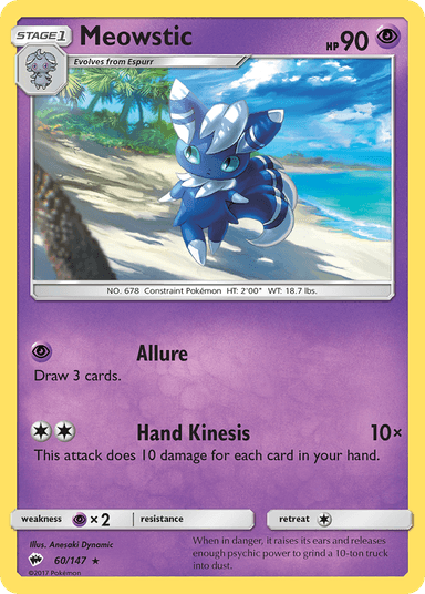 Carta Meowstic 60/147 do set Burning Shadows — Pokémon TCG | Bynx