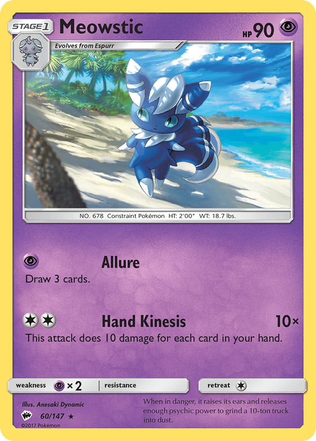 Carta Meowstic 60/147 do set Burning Shadows — Pokémon TCG | Bynx