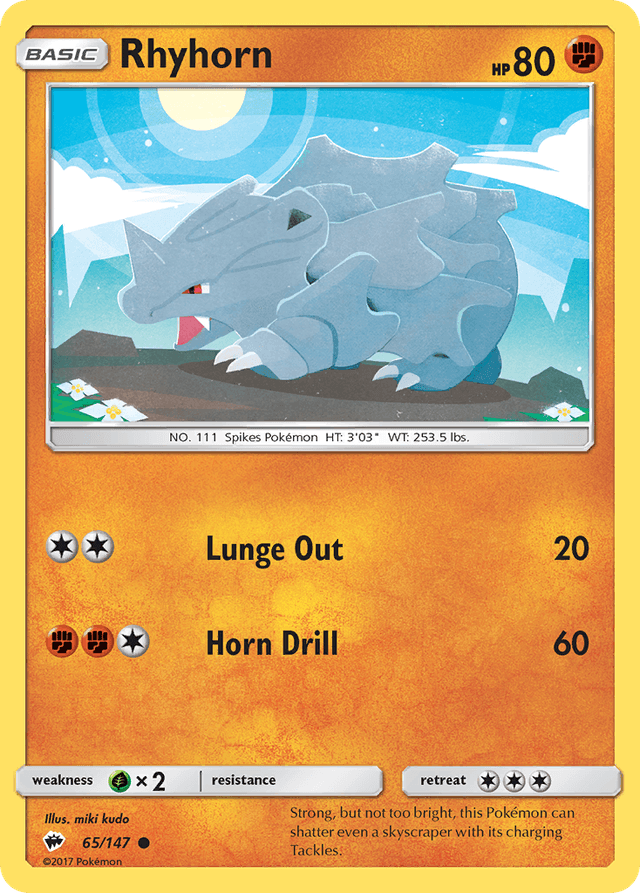 Carta Rhyhorn 65/147 do set Burning Shadows — Pokémon TCG | Bynx