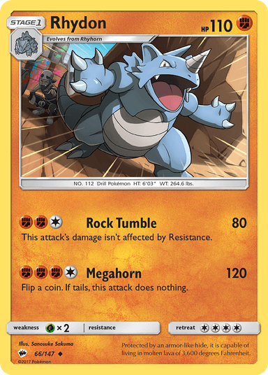 Carta Rhydon 66/147 do set Burning Shadows — Pokémon TCG | Bynx