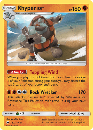 Carta Rhyperior 67/147 do set Burning Shadows — Pokémon TCG | Bynx