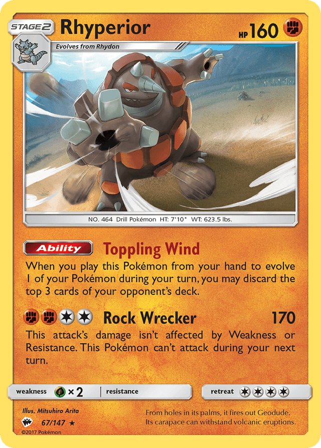 Carta Rhyperior 67/147 do set Burning Shadows — Pokémon TCG | Bynx
