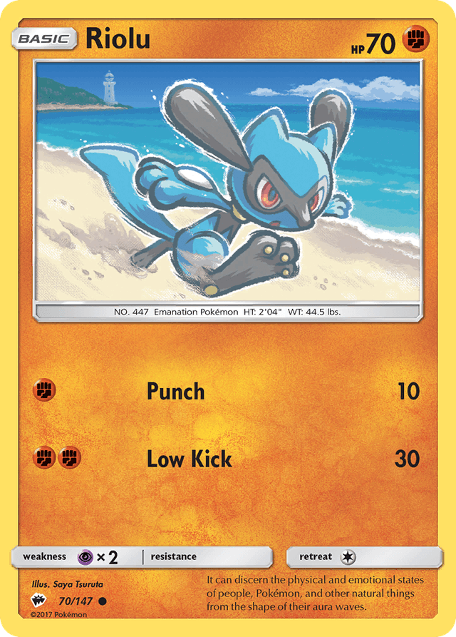 Carta Riolu 70/147 do set Burning Shadows — Pokémon TCG | Bynx