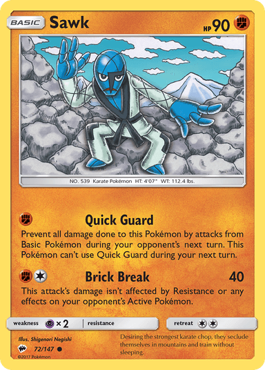 Carta Sawk 72/147 do set Burning Shadows — Pokémon TCG | Bynx
