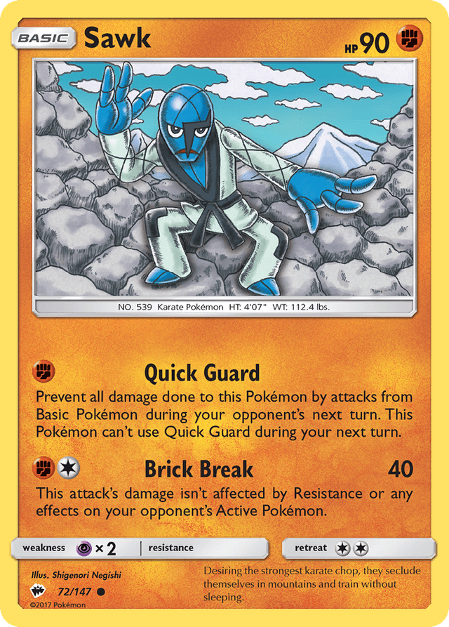 Carta Sawk 72/147 do set Burning Shadows — Pokémon TCG | Bynx