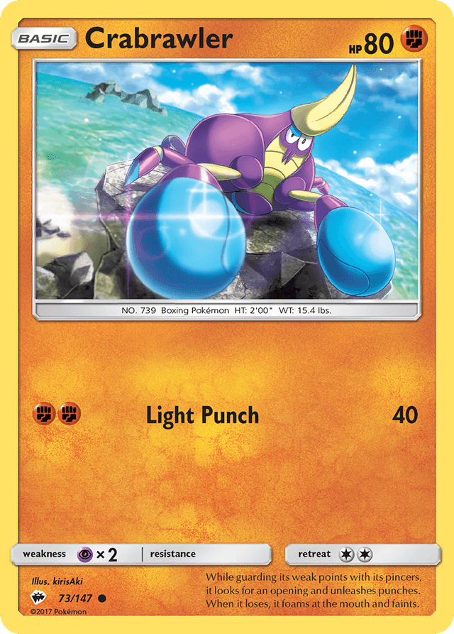 Carta Crabrawler 73/147 do set Burning Shadows — Pokémon TCG | Bynx