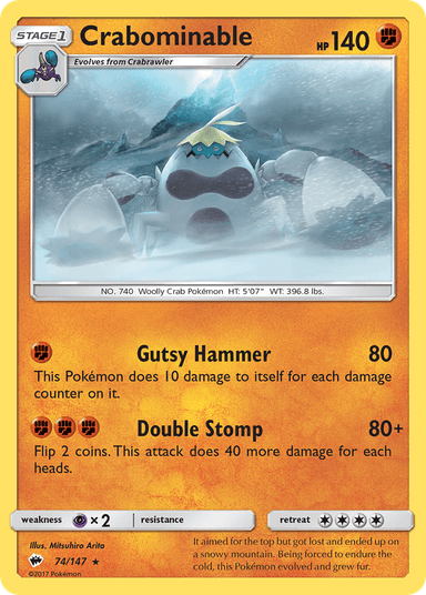 Carta Crabominable 74/147 do set Burning Shadows — Pokémon TCG | Bynx