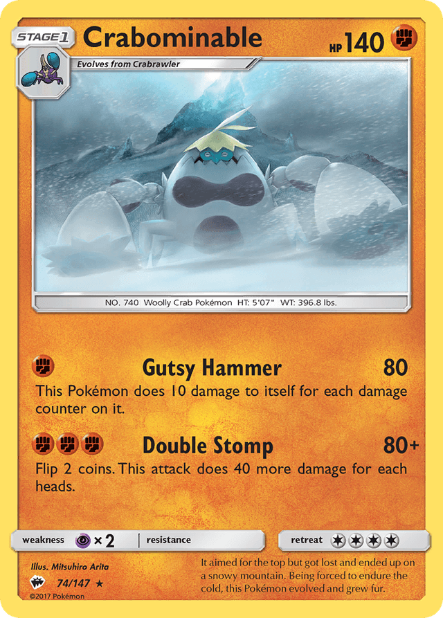 Carta Crabominable 74/147 do set Burning Shadows — Pokémon TCG | Bynx