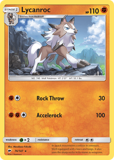 Carta Lycanroc 76/147 do set Burning Shadows — Pokémon TCG | Bynx