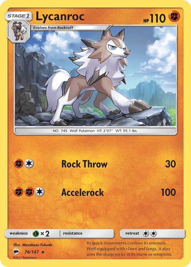 Carta Lycanroc 76/147 do set Burning Shadows — Pokémon TCG | Bynx